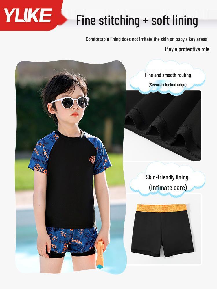 2025 Boys' Two-Piece Swimsuit: New Style, Teen Professional Training Swimwear for Middle and Big Kids