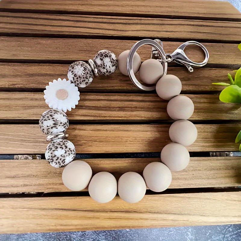 Daisy Silicone Leaf Beaded Wrist Keychain Pendant