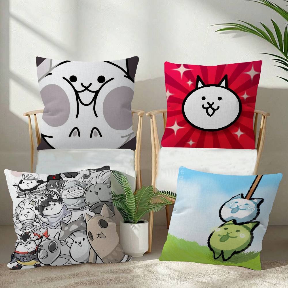 Game BBattle Cats Anime  Cushion Cover Car Throw Pillow Case For Sofa Car Christmas Gift 40x40cm 45x45cm