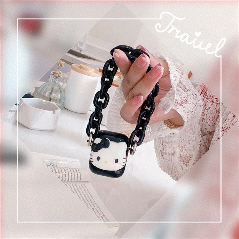 

Suitable For Airpod1/2 Generation Apple Bluetooth Headset Case Cat Airpodpro3 Generation Bracelet Pure Black airpods 3rd generation