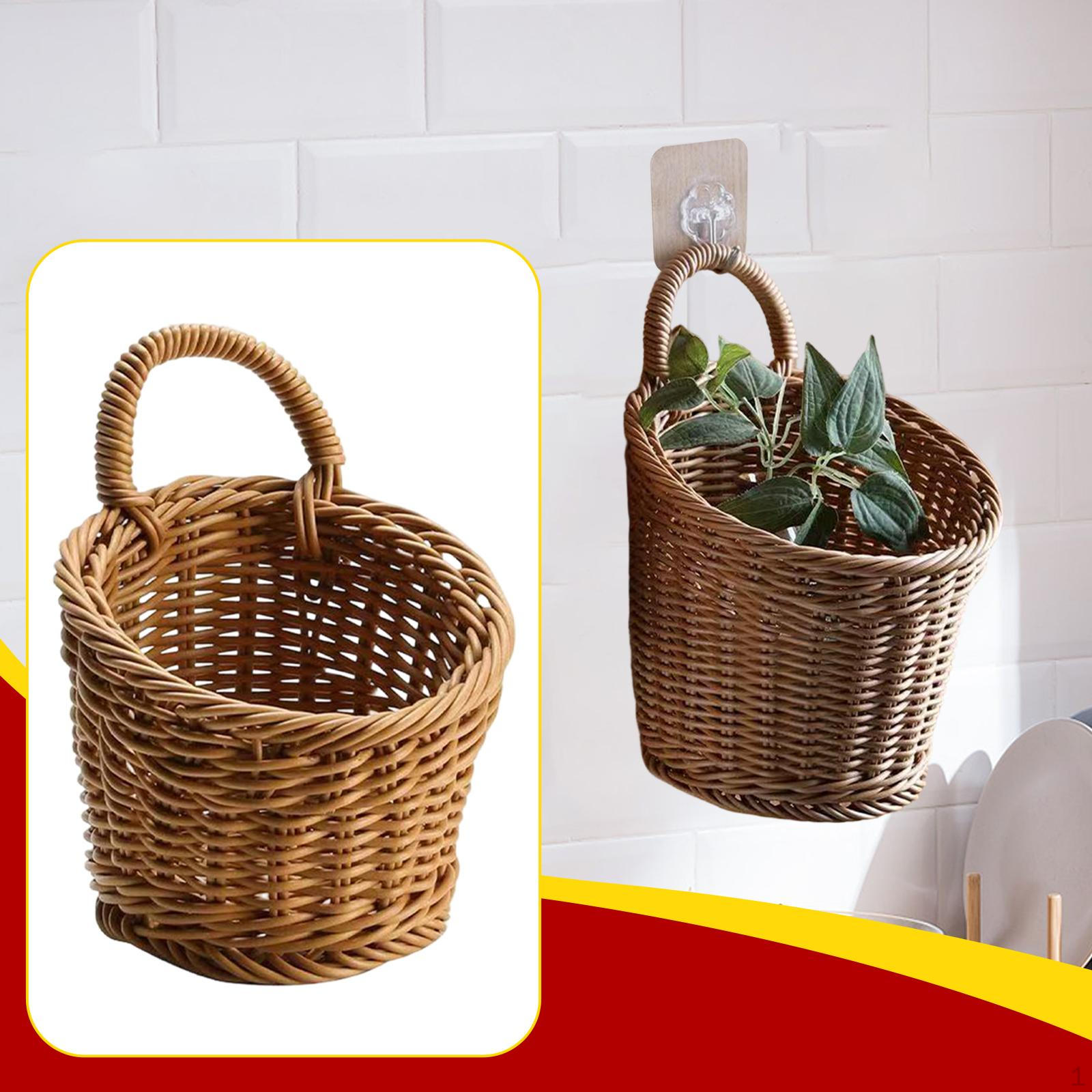 Подвесная фруктовая корзина для кухни Плетеная вручную подставка Многофункциональный органайзер Полотенца Овощи S