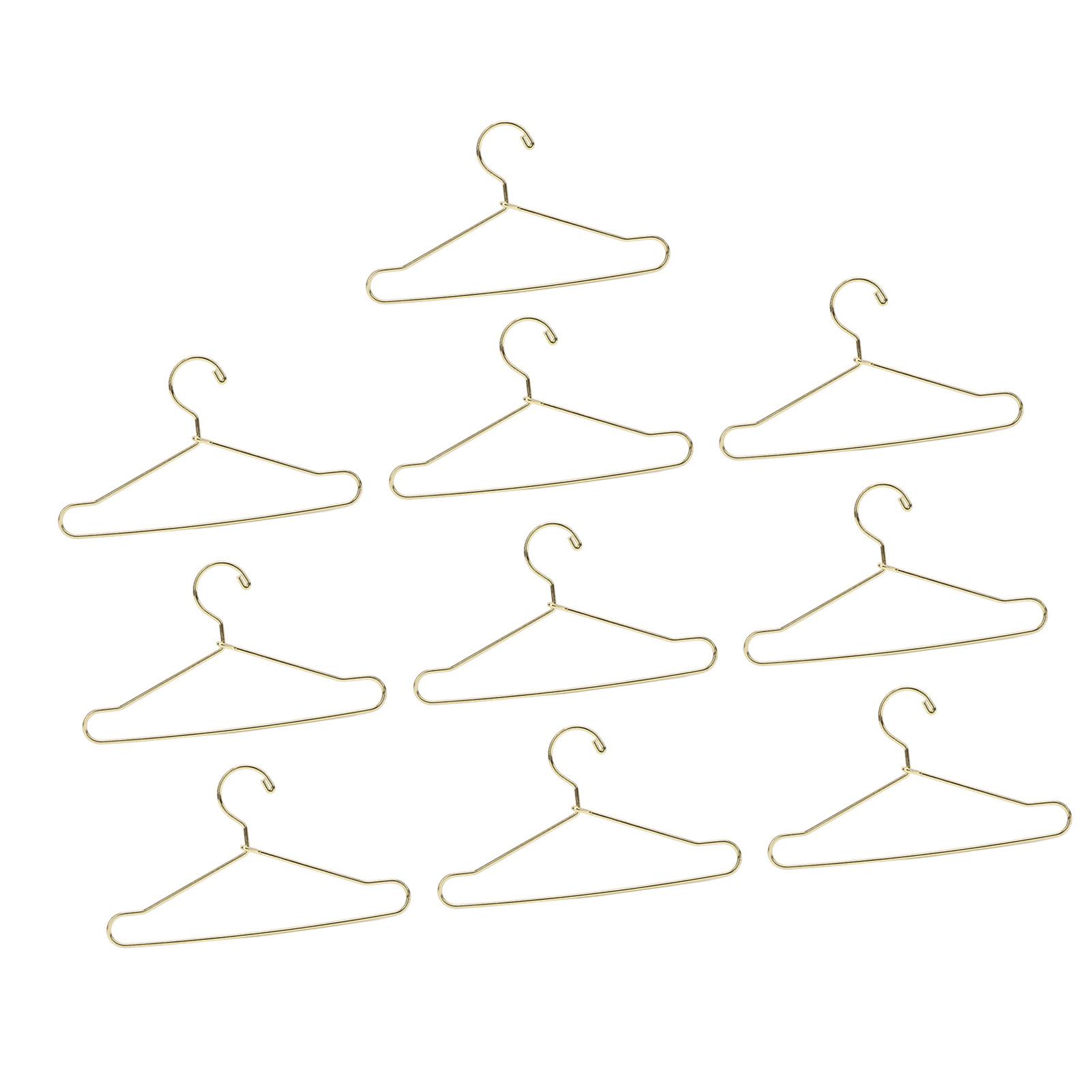 10Pcs Doll House Clothes Hanger Stainless Steel Cute Doll Garment Hanger Outfit Holders 100mm