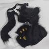 Fox Costume Set Cosplay Halloween Costume Plush Masque Fluffy Paw Gloves Halloween Party Accessories Faux Fur Fox Tail Set