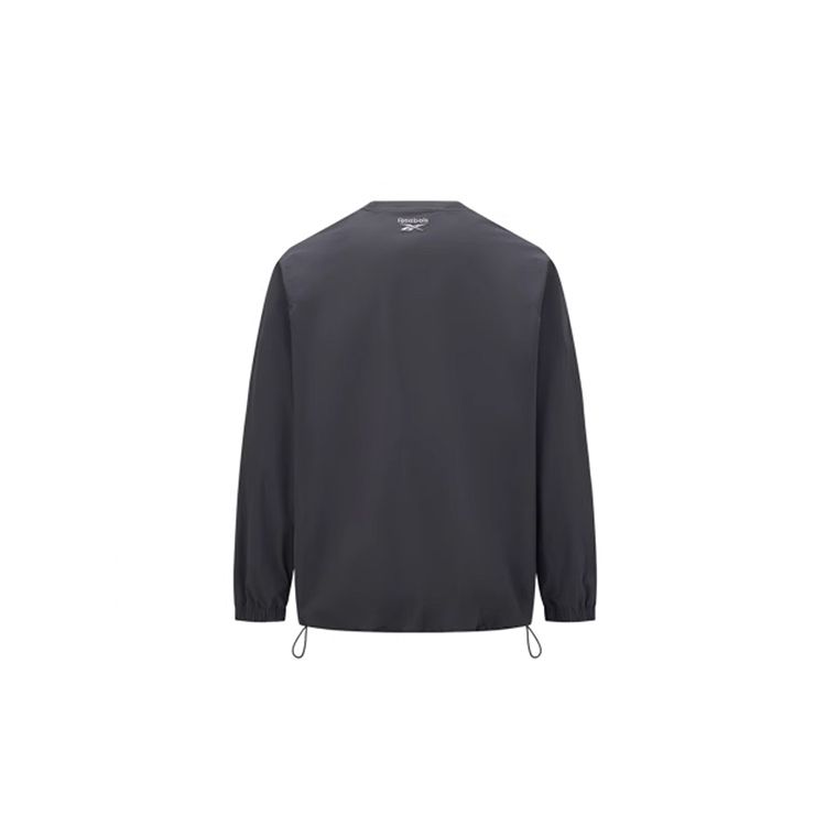 Reebok Embroidered Logo Crew Neck Sweatshirt Unisex Tops Charcoal-Black 24SRC301UGH1