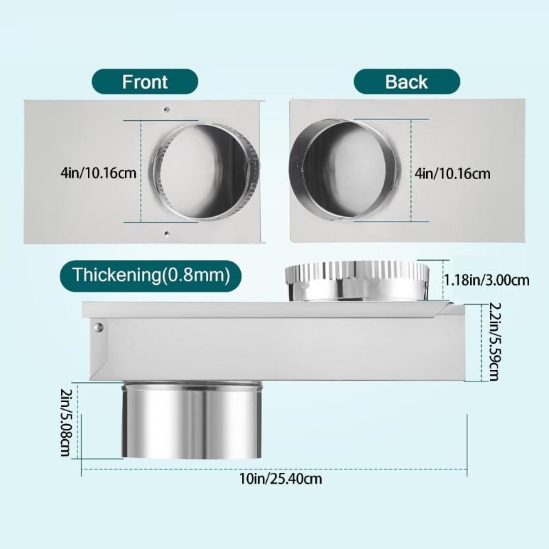 Adjustable Dryer Vent Periscope Space Saving Laundry Room Solution with 2 Clamps Foil Tape Stainless Steel Texture