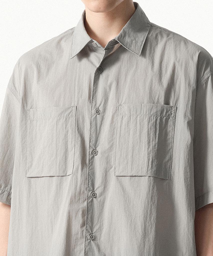 MUSINSA STANDARD [City Leisure] Lightweight Nylon Oversized Short Sleeve Shirt [Light Grey]
