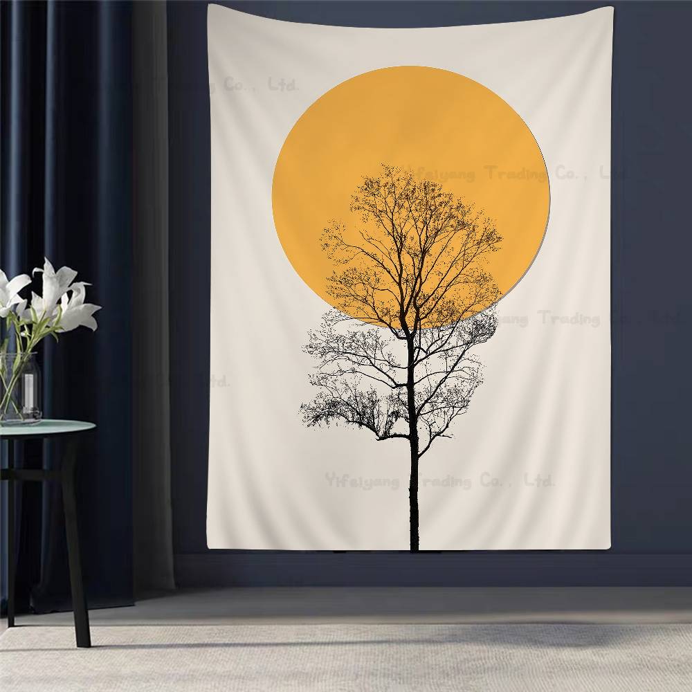 Modern Minimalist Boho Style Trees Birds Sun Landscape A Bohemian Tapestry Bohemian Tapestries Mandala Cheap Hippie Wall Hanging 74x94cm(29x37in)