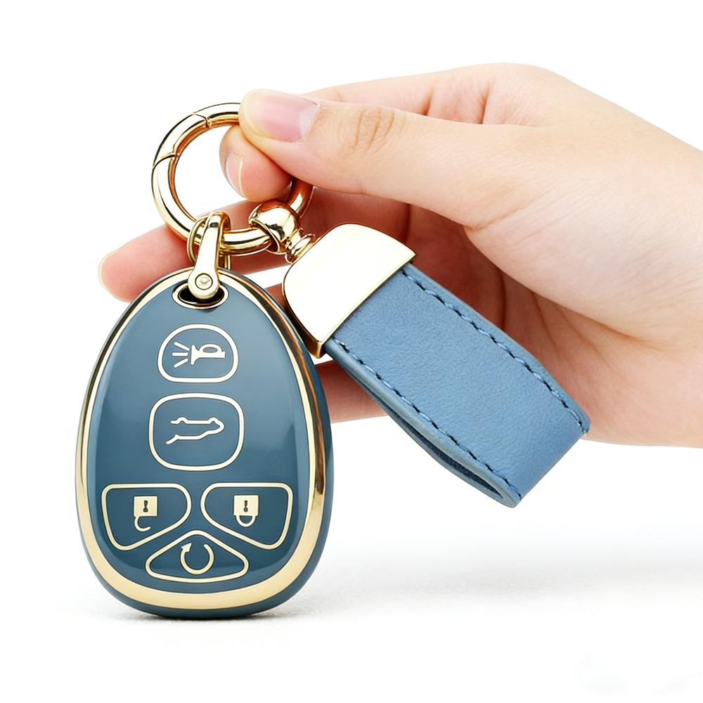 5 Buttons TPU Key Fob Cover for GMC Acadia 2007-2016 Yukon XL/Chevy Suburban Tahoe Traverse/Cadillac Escalade SRX/Buick Enclave