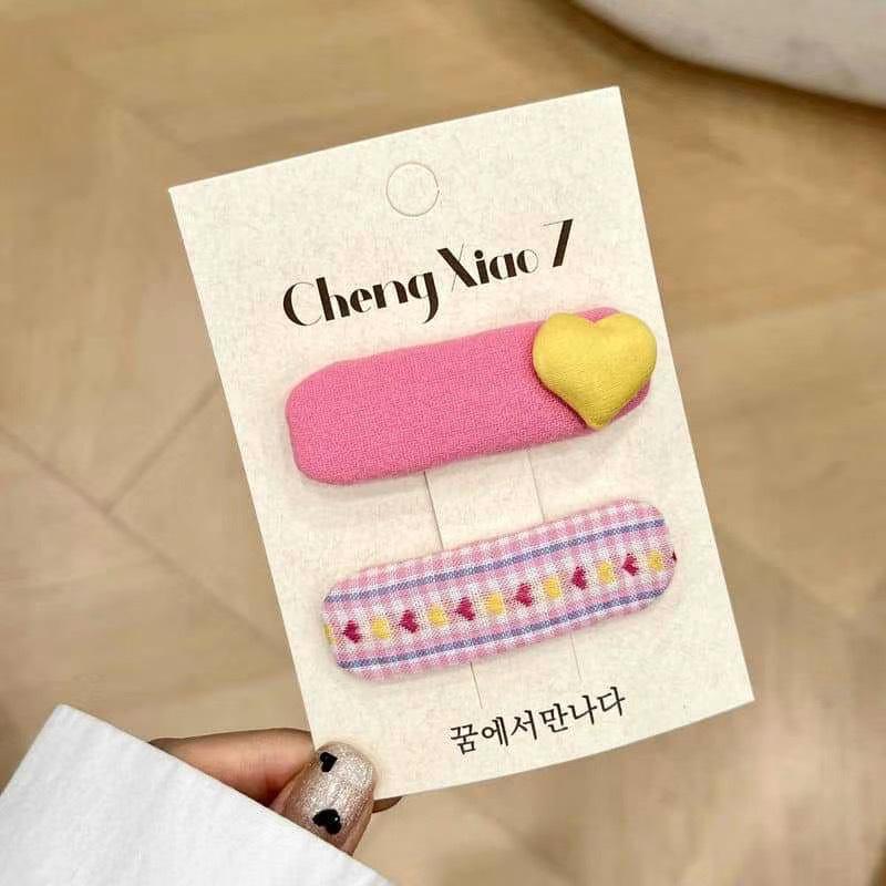 Korean Style Plaid Heart Hair Clip for Girls - Cute Baby Flyaway & Bangs Accessory