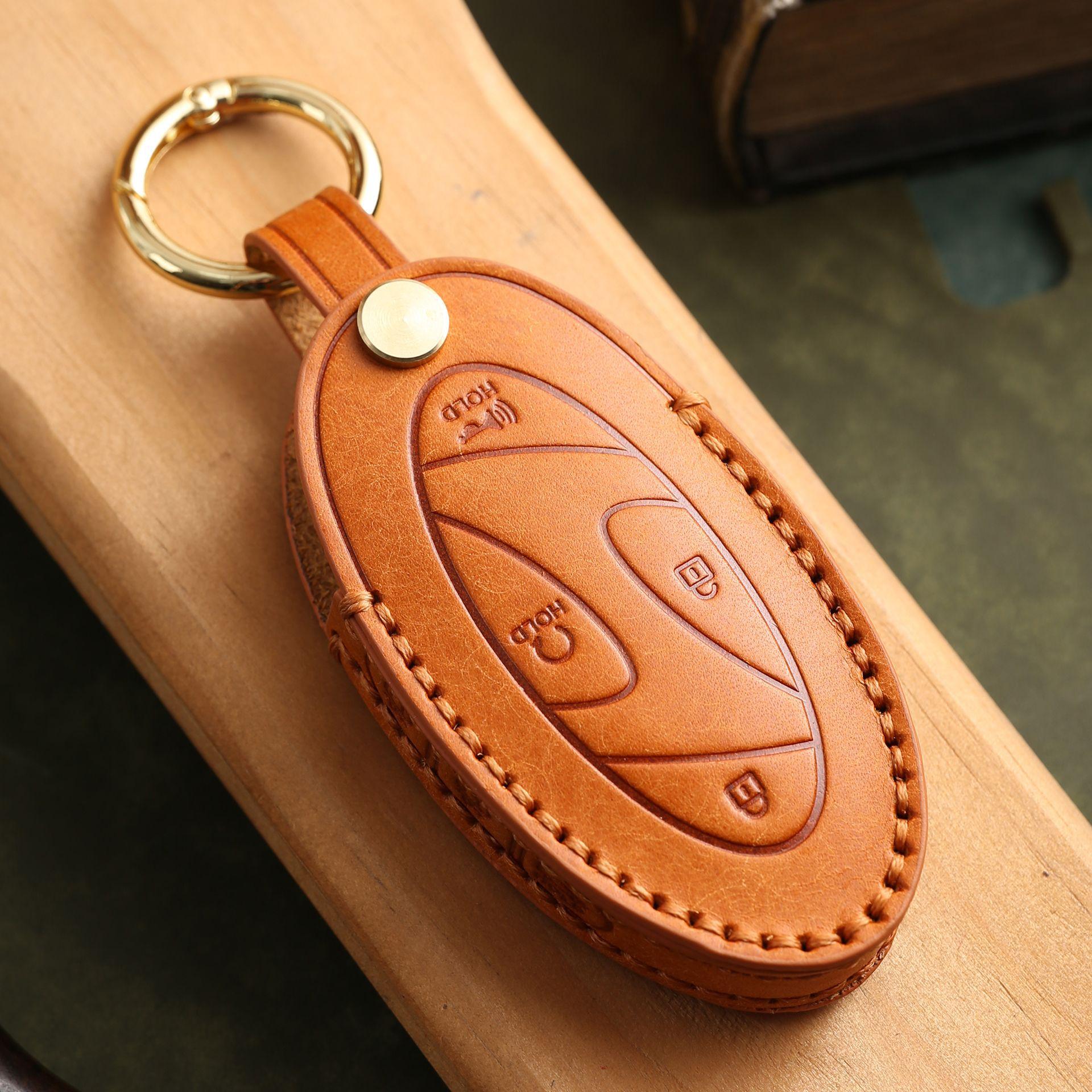 

Customized key cover is suitable for Korean Hyundai Motor pure handmade high-end protective cover, real cowhide key bag case ring. оранжевый