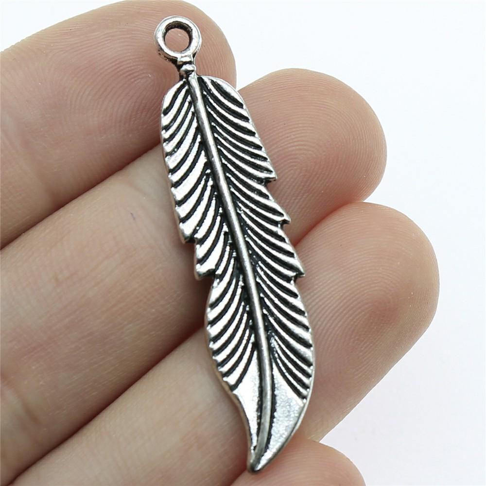 5pcs Charms Feather Antique Silver Color Big Feather Charms For Jewelry Making Charms Feather Jewelry Findings DIY
