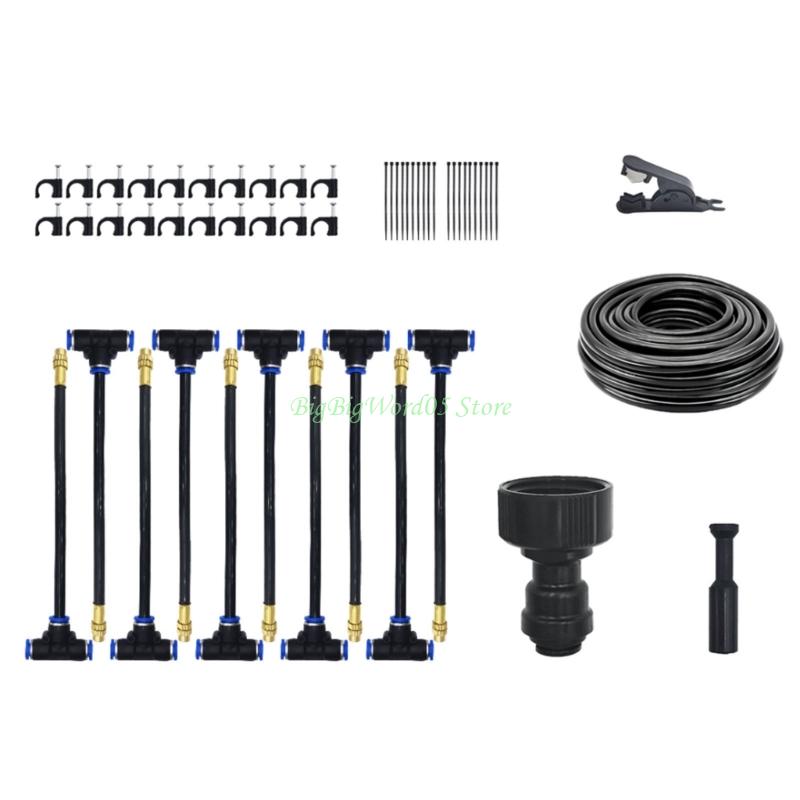 24TE Outdoor Misting Cooling System Bending Water Air Misting Nozzle Sprays Garden Flower