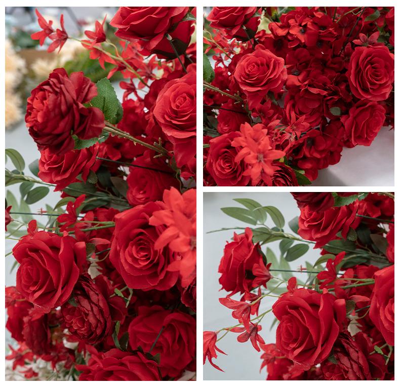 Luxury Pink Artificial Flower Centerpiece Wedding Decoration Table Runner Floral Backdrop Arrangement Decorative Home Garden