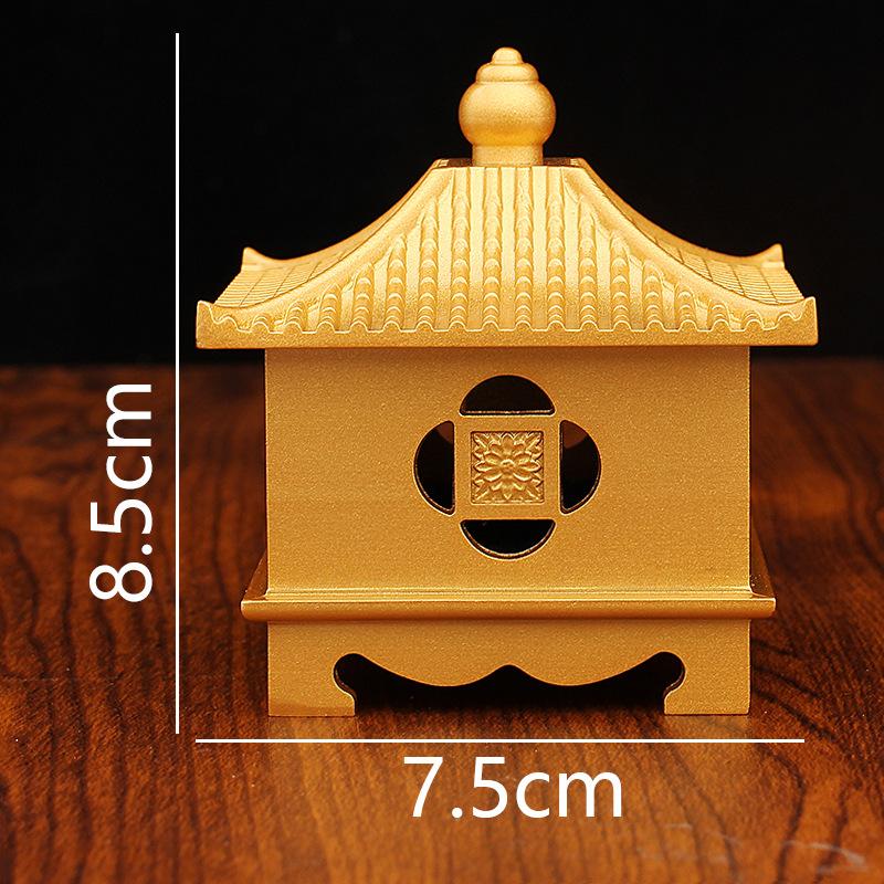 

Brass pavilion incense burner ornament home study decoration Chinese creative aromatherapy burner pure copper copper plate incense burner