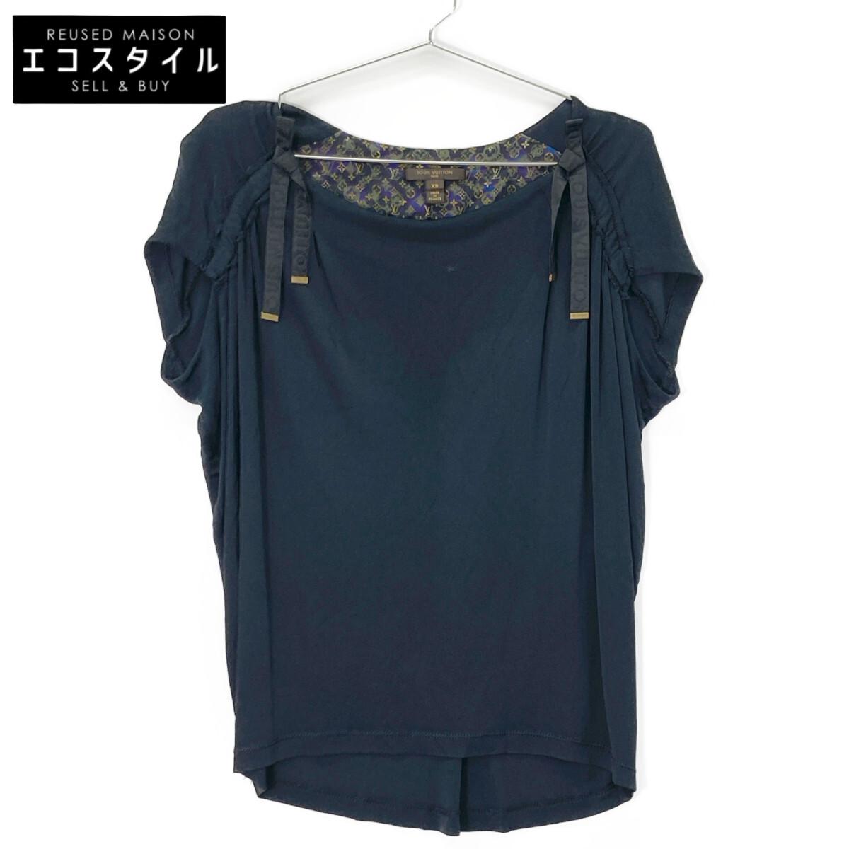 

LOUIS VUITTON Black monogram switching ribbon design sleeveless mesh pullover tops XS blackUsed