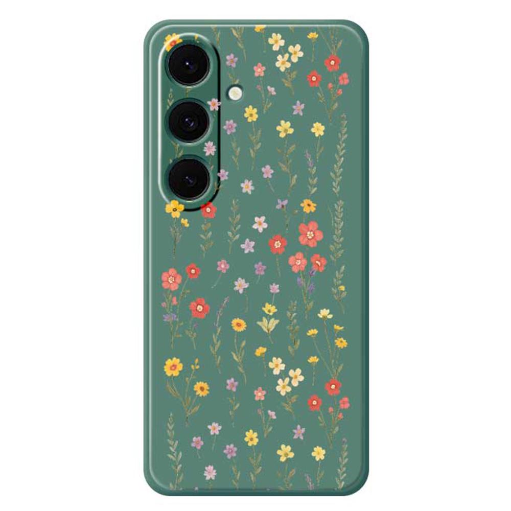 For Samsung Galaxy S24 FE Case Flowers and Grass Pattern Printing Straight Edge TPU Phone Back Cover