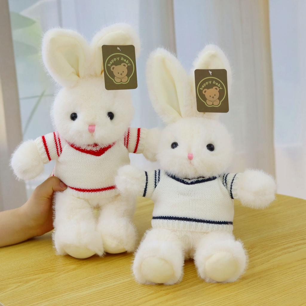 Cute Bunny Plush Toy Sweater Rabbit Doll Eight Inch Grab Machine Doll Children's Birthday Gift