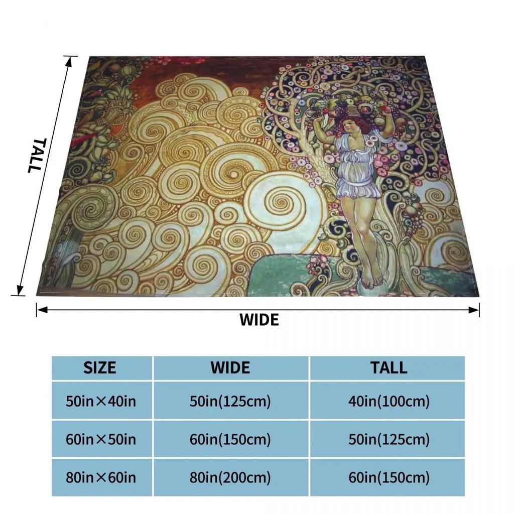Tree Of Life Stoclet Frieze Gustav Klimt Blankets Fleece Novelty Warm Throw Blanket for Bedspread Autumn/Winter