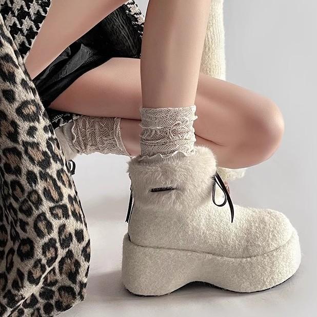 Northeast casual platform short snow boots for children in autumn and winter 2025 new round head thickened velvet large cotton shoes