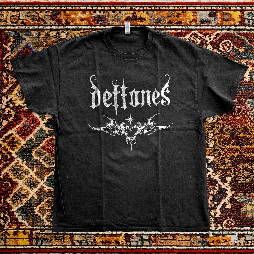 Deftones Band Logo Gotisches Herz T-Shirt Schwarzes T-Shirt Größe S-