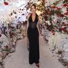 European Style 2026 Elegant Sexy Halter Pleated Hollow Backless Evening Gown Skirt