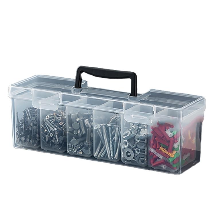 

Portable Tool Storage Box with 6 Removable Sections Screws Bolts Carry Case for Home Garage Workshop Tool Organization чорний