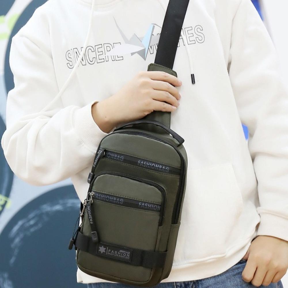 Shoulder Bag Men Chest Bag Multi Pockets Crossbody Bag Portable Sports Message Bag Running