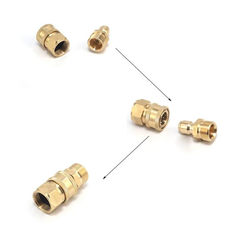 M22X15 Copper Adapter Quick Connect Kits For High Pressure Wash Machine Water Outlet Set For M22 Car Washer Gun Pipe Accessories