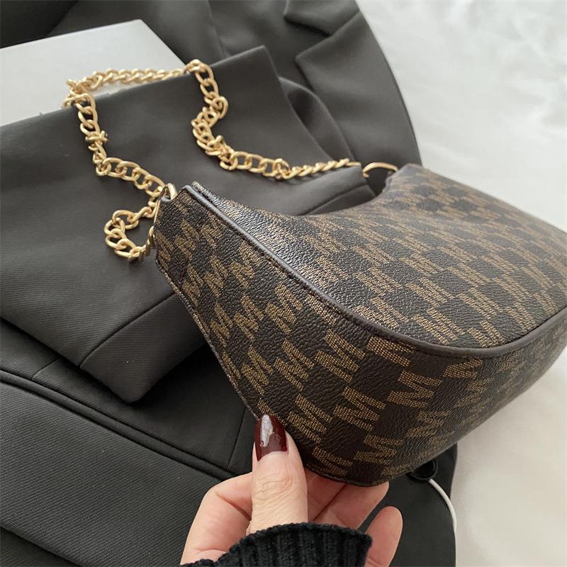 Retro Leopard Printed Chain Armpit Bag, Stylish Versatile Ladies Handbag Shoulder Bag for Daily Work, Travel, Parties, and Gift