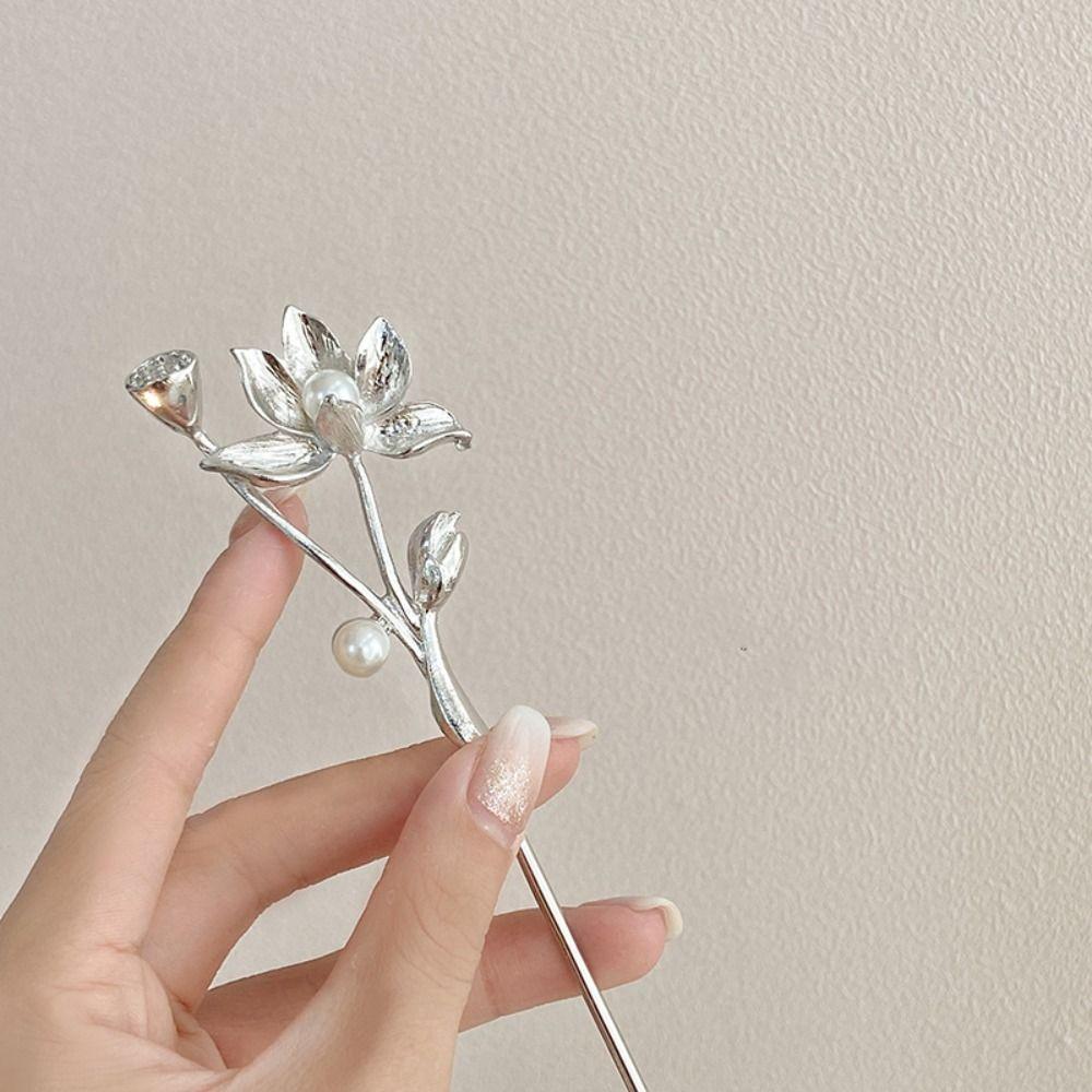 Lotus Flower Chinese Style Hair Stick Moon Hair Fork Classic Hanfu Hair Stick Daily