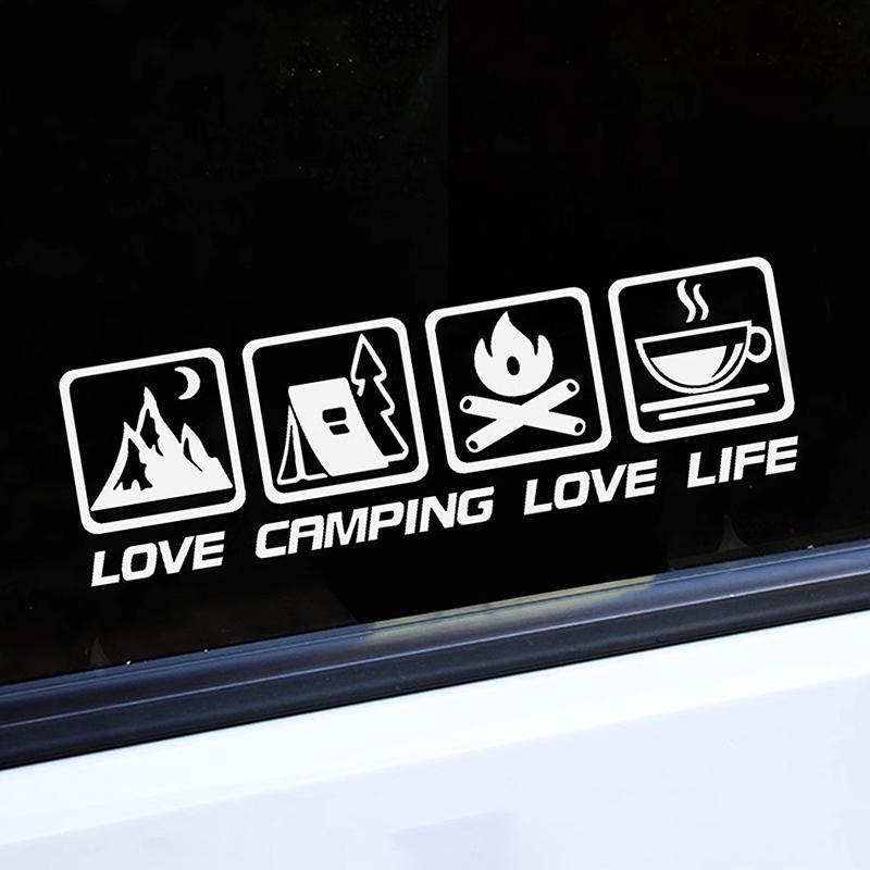Love Camping, Love Life. Car Sticker Decoration Waterproof For Window And Bumper Stickers Of Cars, Trucks And Motorcycles