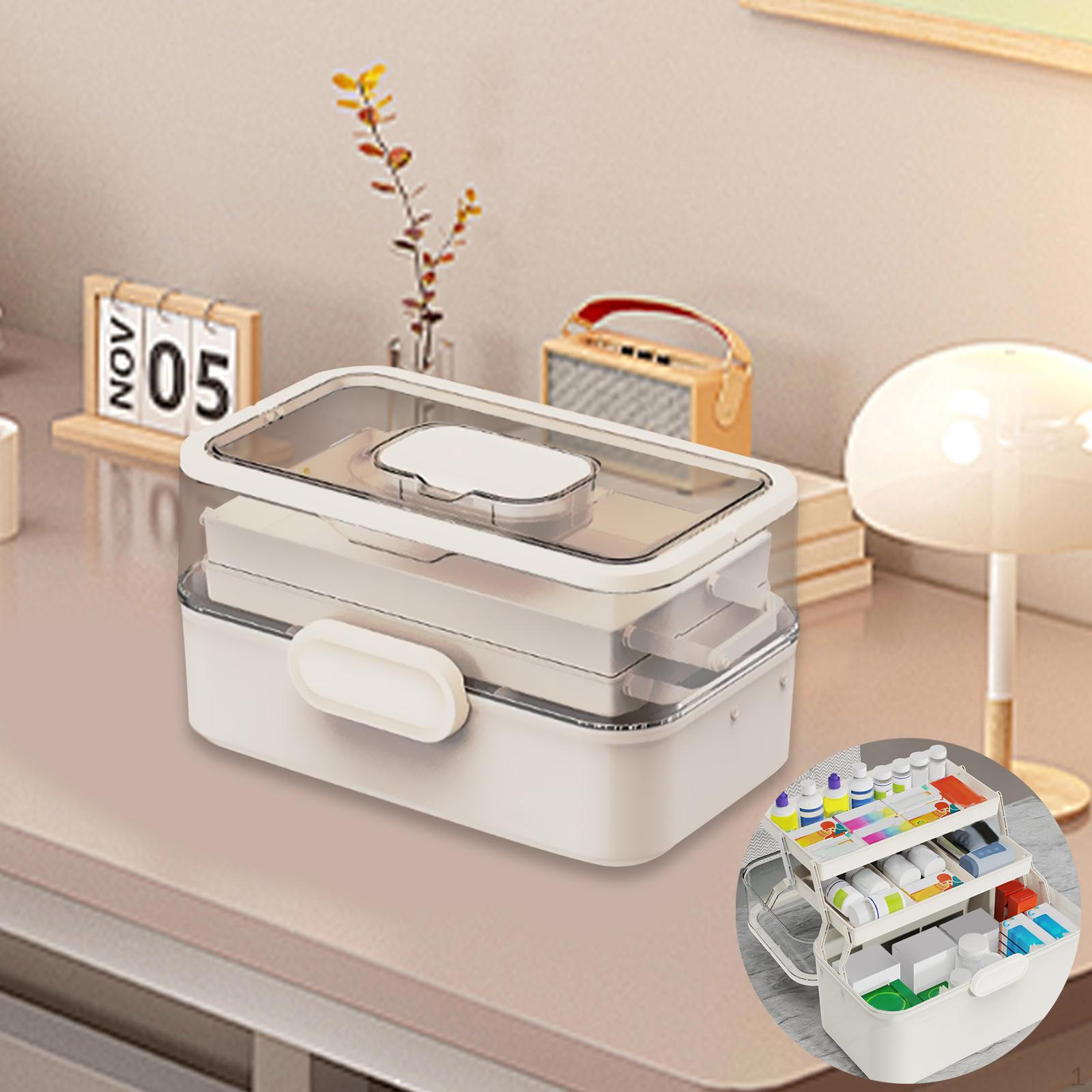 

Прозрачный многофункциональный многослойный контейнер для лекарств с крышкой, пустой для ванной комнаты, для путешествий white