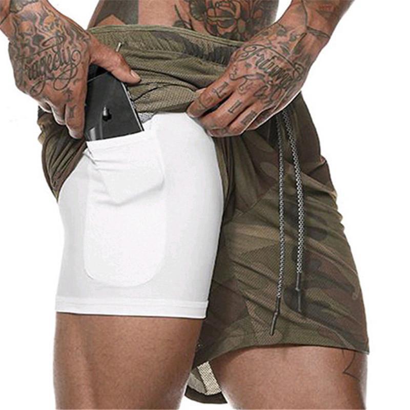Men's Loose-Fit Double-Layer Running Shorts with Multi-Pockets for Sports & Outdoor Activities