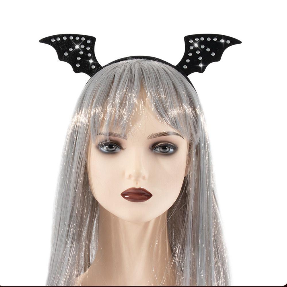 Halloween Bat Wings Headband Set Halloween Cosplay Costume Accessories Party Props Glitter Gauze Bat Wings Black