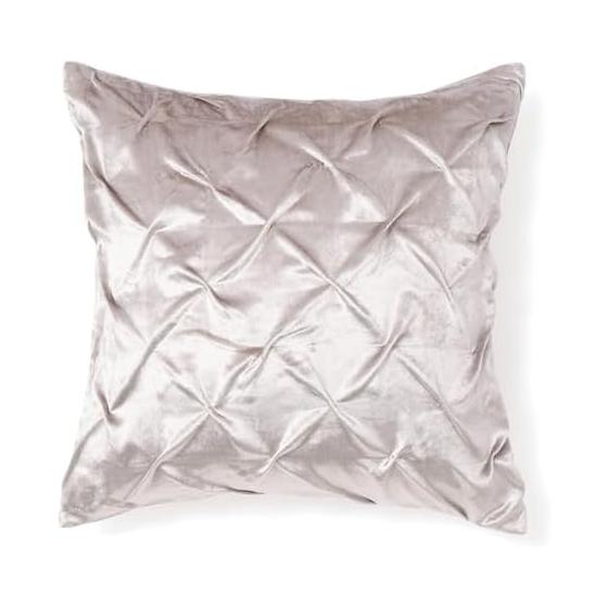 Francfranc Velvet Smocking Cushion Cover 60cm x 60cm Light Gray (110)