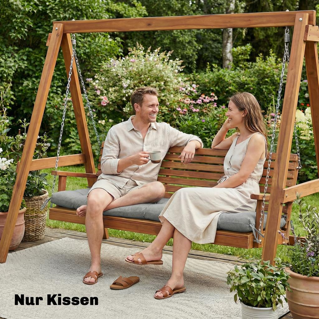 Pallet Cushion, Removable Seat Cushion with Fastening Straps, Pallet Pad for Most Loungers, 198x65x13cm, Light Gray