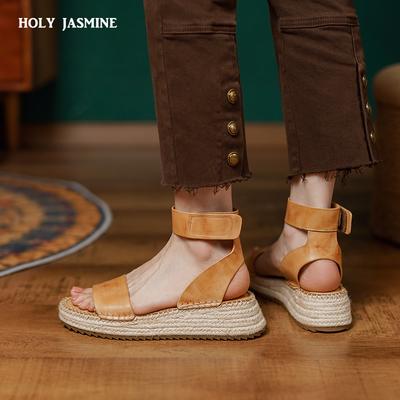 2024 Summer Platform Sandal Genuine Leather Sandals Women Thick Ankle Strappy Sandalias Ladies Spring Vacation Fisherman Shoes