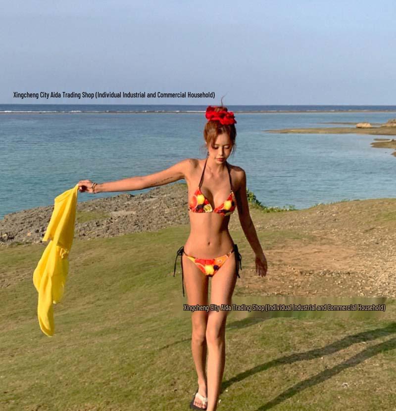 Sexy Dreiteiliger String-Bikini-Badeanzug im Koreanischen Stil für Damen - Mit Bindeband am Rücken für den Strandurlaub