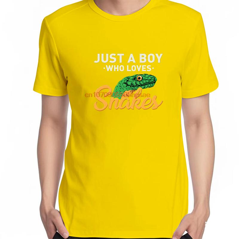 Just A Boy Loves Snakes Funny Graphic T Shirts Summer Casual Short Sleeve Tshirts New Shirts And Tshirts Unisex Print T Shirt