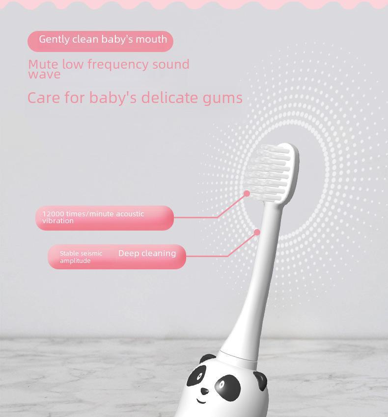 Wanyuan Children's Sonic Vibration Panda Electric Toothbrush, Ages 1-12, Soft Bristles, Holiday Gift