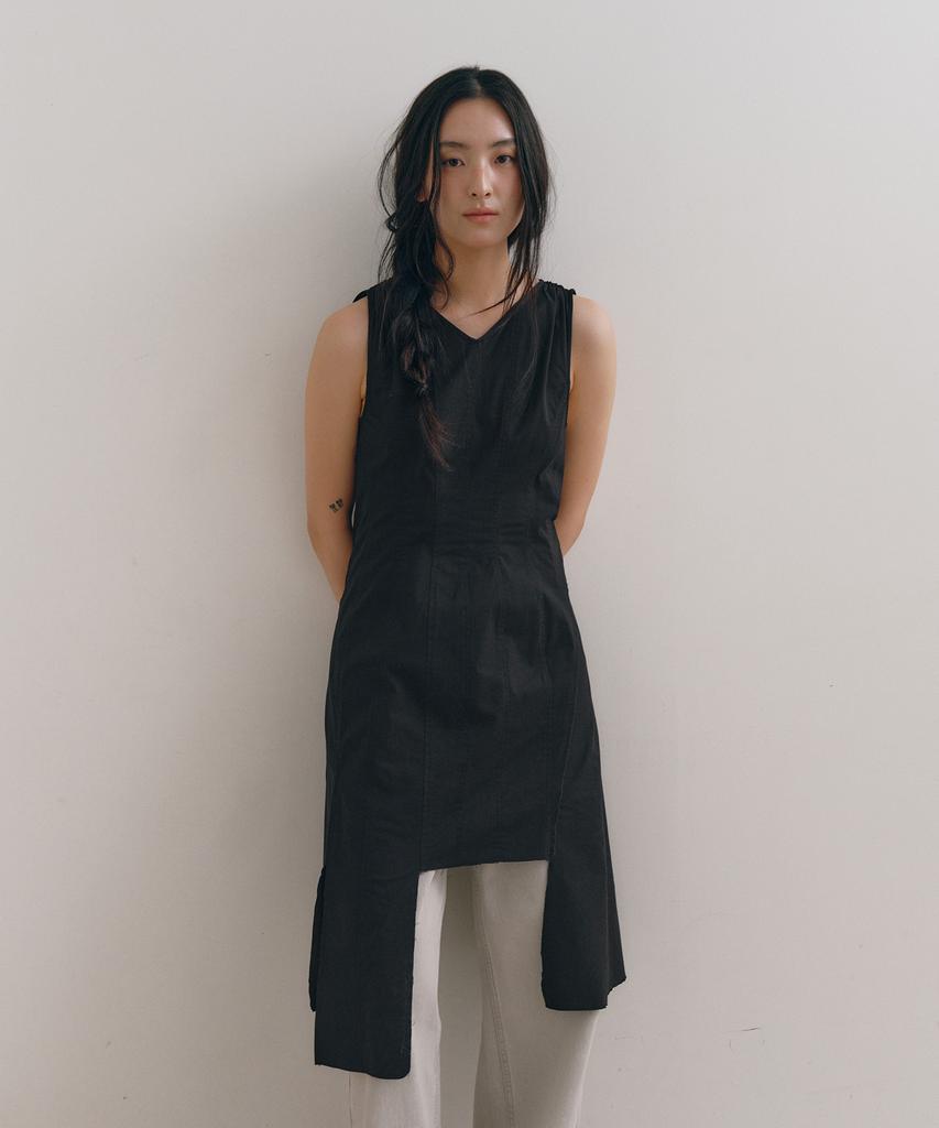 Loutaideu Damaged Cotton Dress [Black]