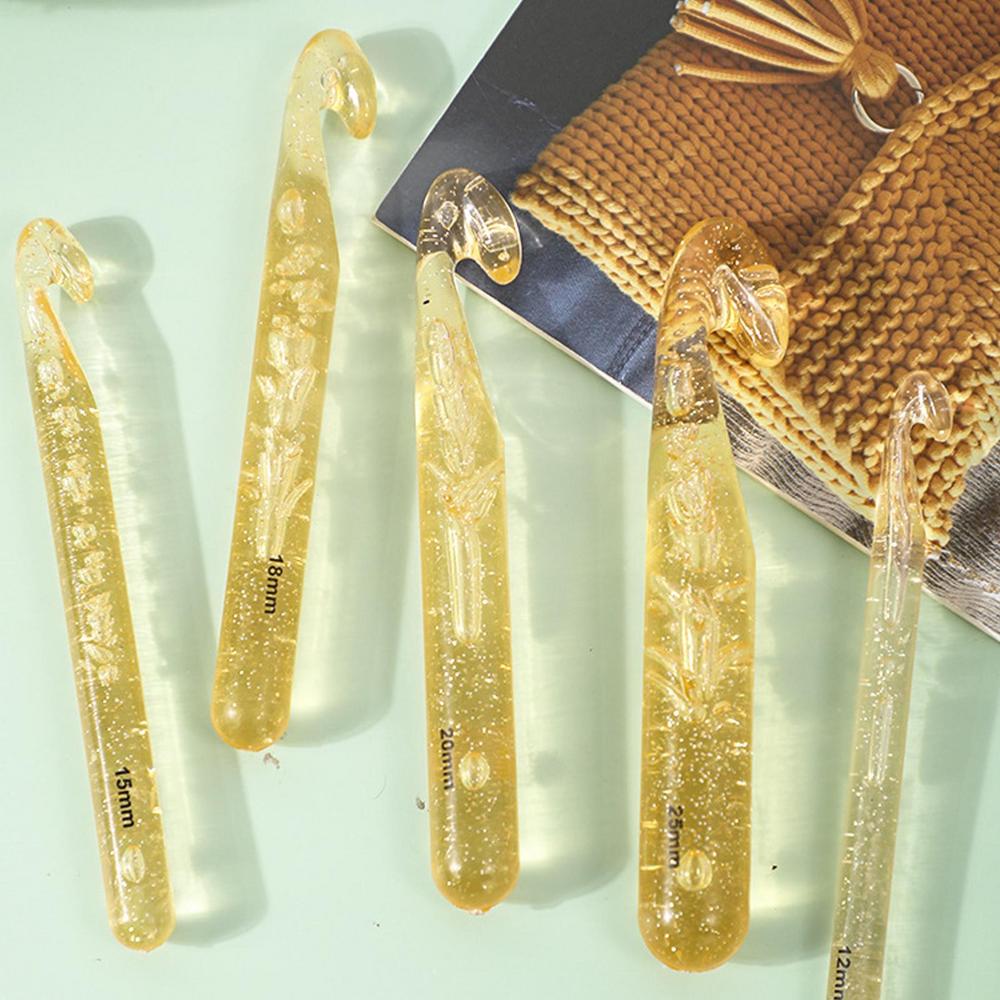 Häkelnadeln für Garn Transparentes Kristall Ergonomisches Häkelnadel-Set Rutschfester Griff Multifunktionale Bastelbedarf für