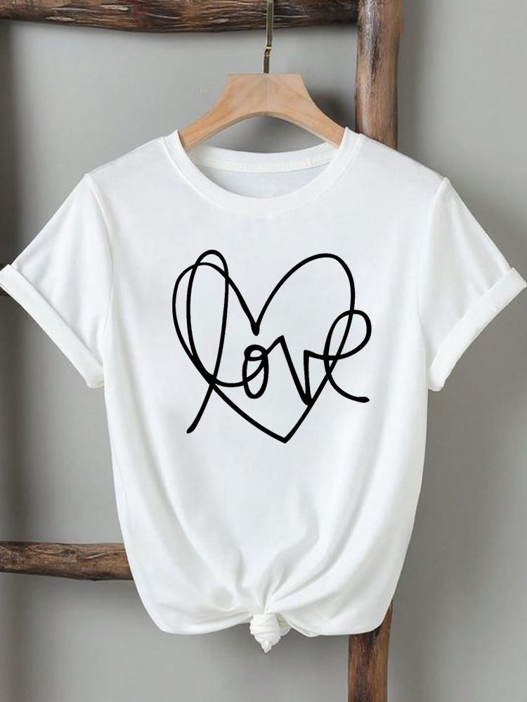 Love Heart Trend Îmbrăcăminte drăguță Tricou cu imprimare 3D Femei Tricouri cu mânecă scurtă Moda Casual T Top