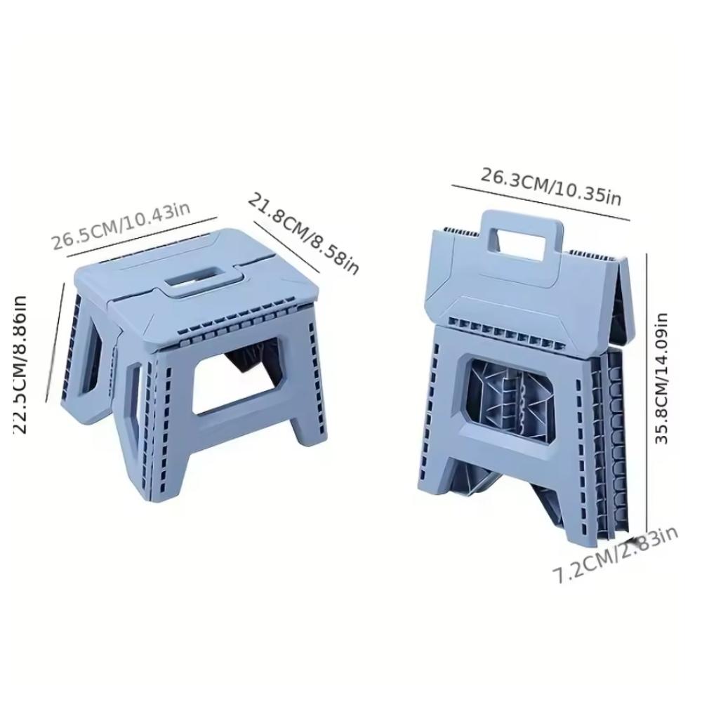 Heavy-Duty Thickened Portable Folding Stool with Handle - 1 Pack Square Plastic Collapsible Stool for Indoor, Gatherings, Picnic
