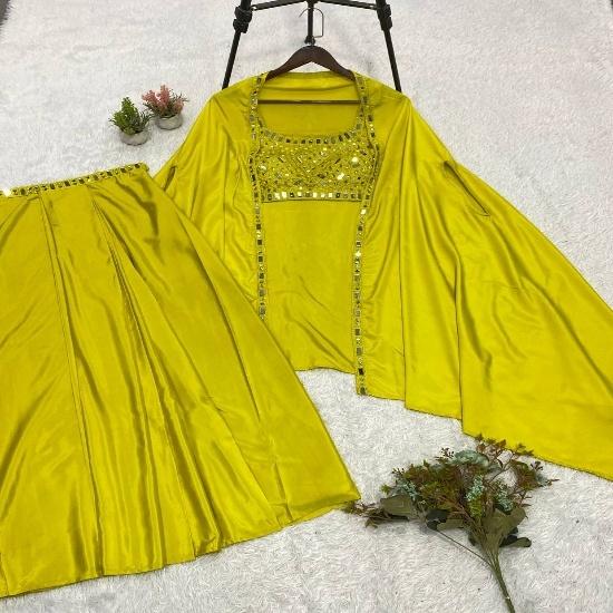 The Amaya Mirror-Embellished Indo-Western Lehenga Set FREE SIZE