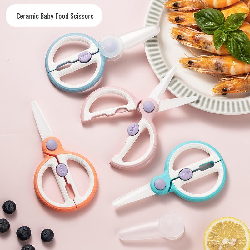 Portable Ceramic Scissors for Cutting Meats and Grinding Food - Ideal for Babies, Children, and Elderly Use During Steaming and Boiling