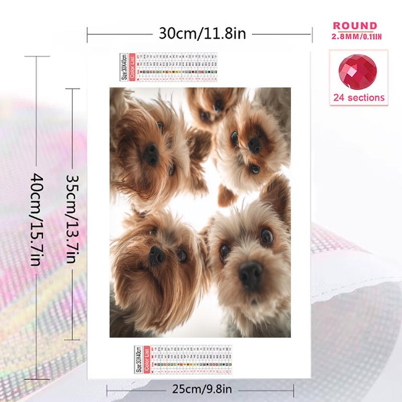 Yorkshire Terrier Pattern 3pcs 100% Round Full Drill 5D DIY Diamond Painting Embroidery Cross Stitch Rhinestone Décor