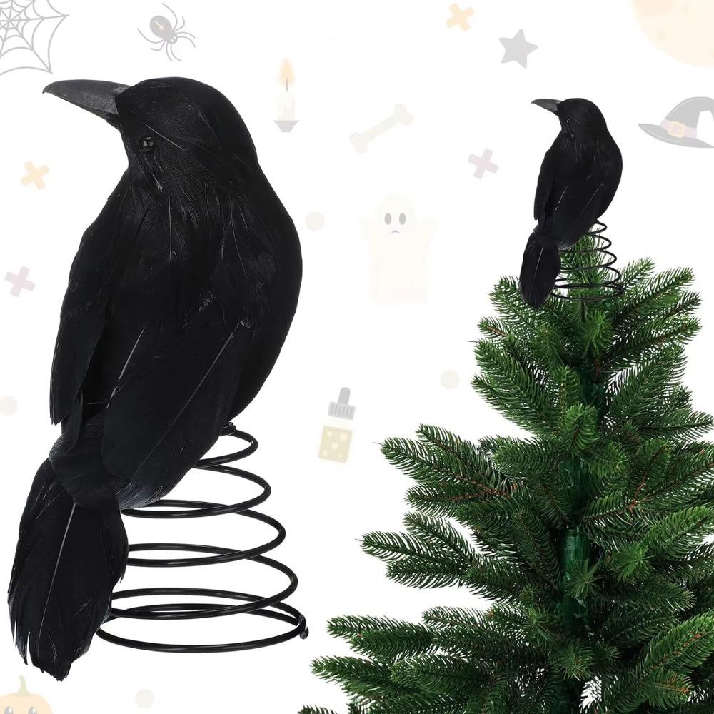 Terrifying Straw Doll Ornament Flexible Spring Base Halloween Raven Desk Doll  Ghost Festival