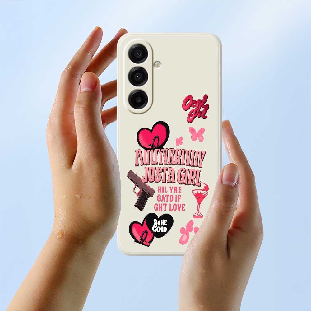 For Samsung Galaxy A17 5G/A17 4G Case Pink Elements Pattern Printing Straight Edge TPU Phone Back Cover