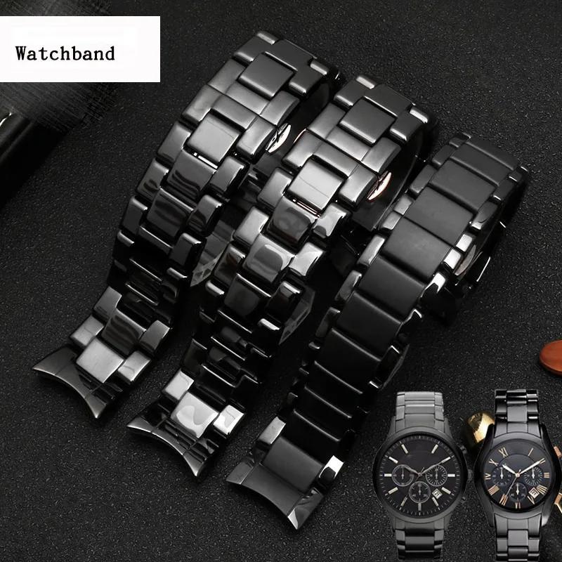 Alta qualità per cinturino per orologio AR1451 AR1452 AR1400 AR1410 con chiusura a farfalla in acciaio inossidabile 22mm 24mm cinturini per orologio in ceramica